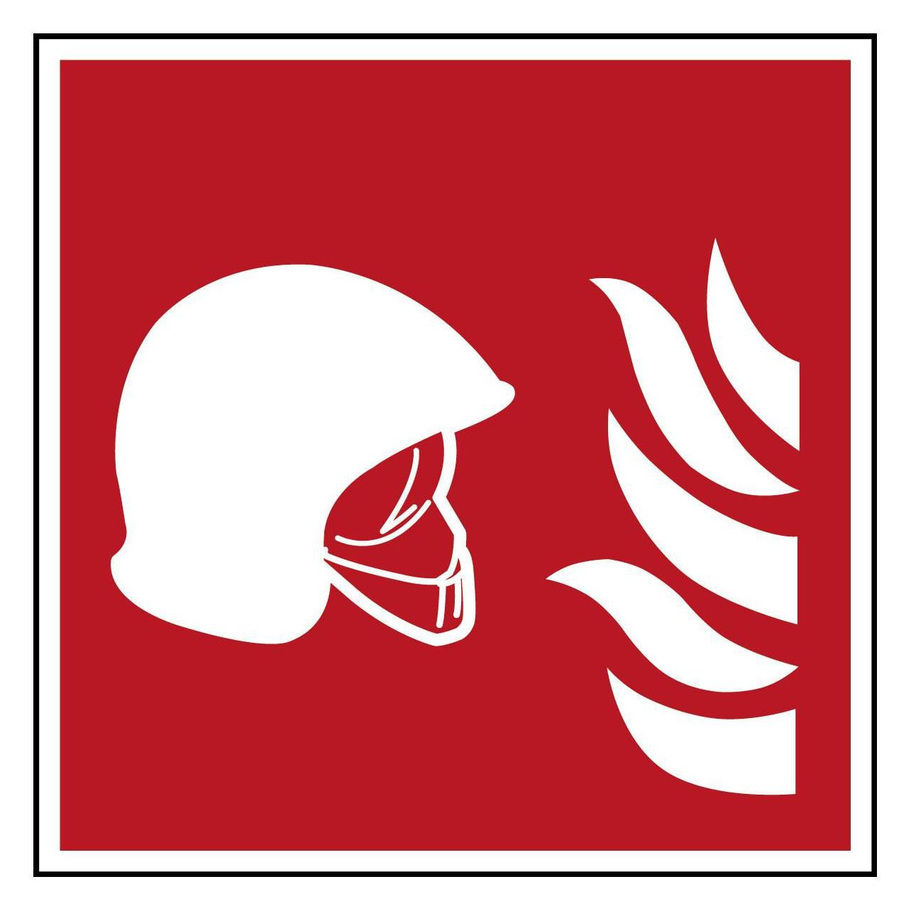 Brady ISO-Sicherheitsschild - Mittel und Geräte zur Brandbekämpfung (PIC F004B-300X300-PP-CRD/1)