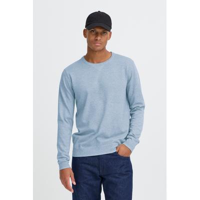 Rundhalspullover BLEND "Pullover", Herren, Gr. XL, blau (faded denim), Strick, Obermaterial: 100% Polyester, unifarben, regular fit normal, Rundhals, Bündchen, Pullover Rundhalspullover, Kunstfaser