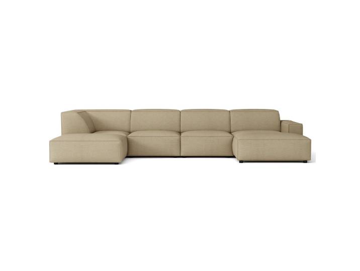 Selsey Wohnlandschaft Sellmo 366 cm, Cappuccino, Kunststoff, Ottomane links, 370x70x184 cm, Wohnzimmer, Sofas & Couches, Wohnlandschaften, Wohnlandschaften in U-Form