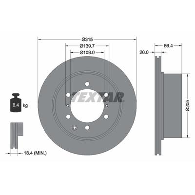 TEXTAR Bremsscheibe PRO 92146703 315mm 20mm für HYUNDAI