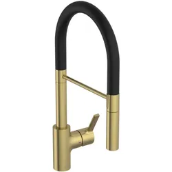 Ideal Standard Gusto Küchenarmatur BD417A2 brushed gold, mit 2-Funktionshandbrause aus Metall