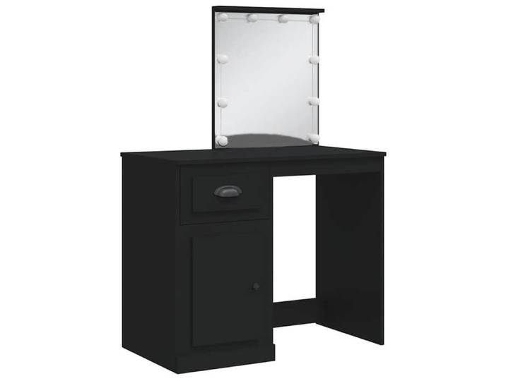 Coiffeuse avec lumières LED - - Noir - 90x42x132 5 cm - Bois d'ingénierie - Miroir avec LED