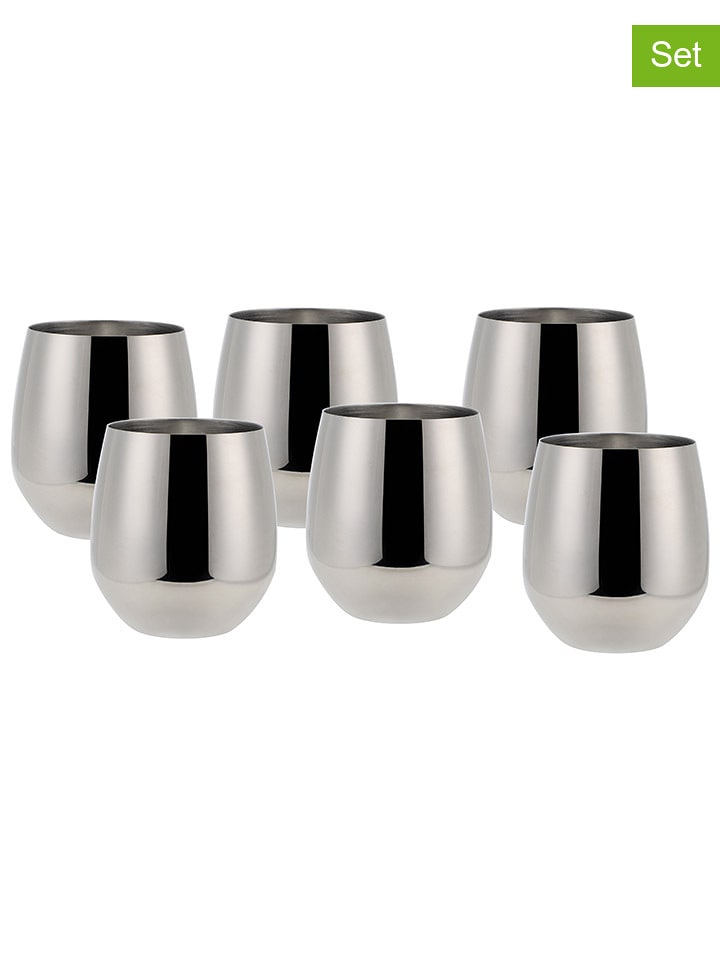 Echtwerk 6er-Set: Weinbecher in Silber - 500 ml - onesize