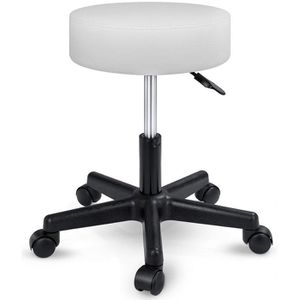 Tresko Drehhocker ABH-002, Kunstleder, mit Rollen, weiß