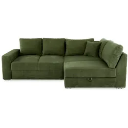 Ecksofa mit Funktion Janis Cord Grün