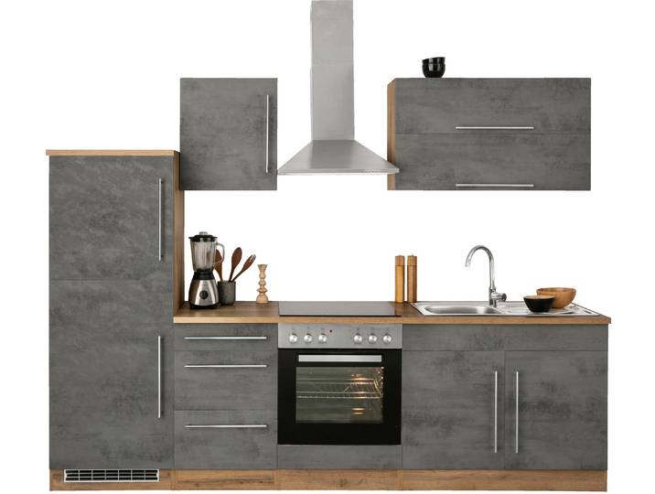 Küchenzeile, Grau, 270x200x60 cm, Spanplatte & MDF, Mit Arbeitsplatte, Modern