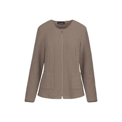 Jackenblazer GOLDNER "Jacke im Bouclé-Look", Damen, Gr. 4, beige (camel, gemustert), Modern, sehr figurbetont, Rundhals, Gerade, Blazer, Passformnähte im Vorder und Rückteil