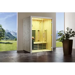 Infraworld Infrarotkabine TrioSol Glas 145 Zirbe VG inkl. 5-teiligem gratis Zubehörset