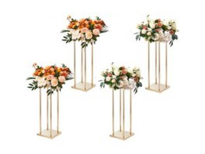 VEVOR 4er-Set Blumenhocker Eckig 20x20x60cm Blumenständer Eisen Beistelltisch Modern Blumensäule Gold-Galvanisierung Pflanzenhocker Pflanzenständer Metallständer für Dekoration von Bars Hotels Cafés