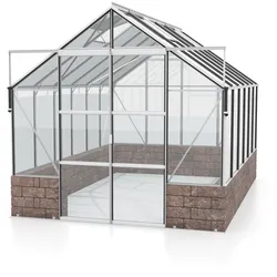Vitavia Gewächshaus Cassandra 9900 inkl. Sockelmauer - 9,9 m2 -Alu-blank eloxiert-Sockel Herbstlaub