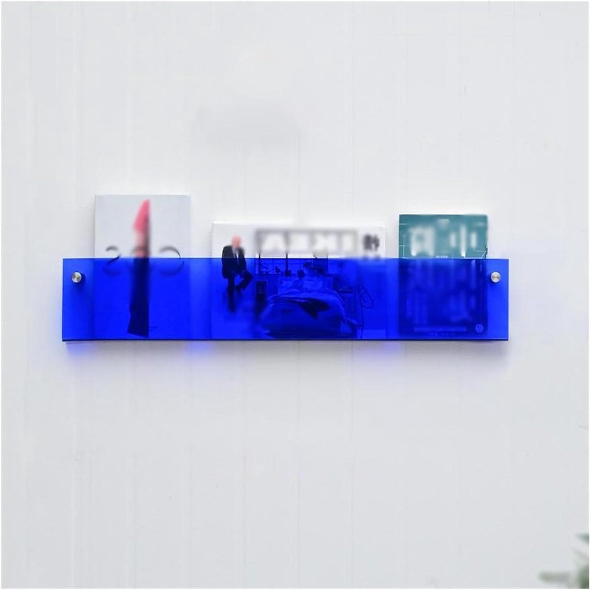 Acryl Magazinehouder Blauw - Wandrek voor Documenten - 60 cm