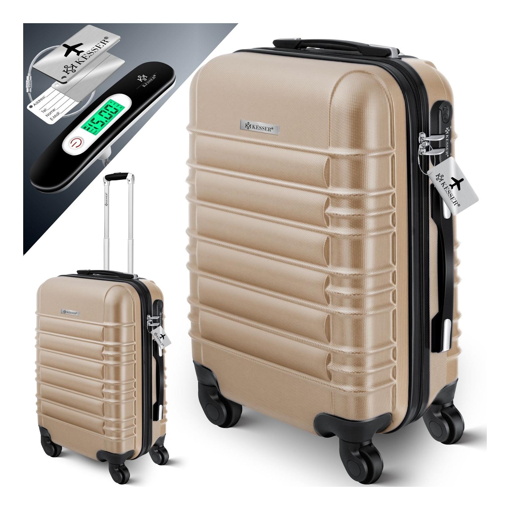 KESSER® Reisekoffer Hartschalen-Koffer Inkl. Kofferwaage + Gepäckanhänger Trolley Gepäck Rollkoffer Zahlenschloss 4 Rollen ABS-Hartschale Teleskopgriff