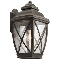 Außenleuchte Wandlampe ALU Glas H 43,2 cm Bronze Laterne Gartenlampe Klassisch