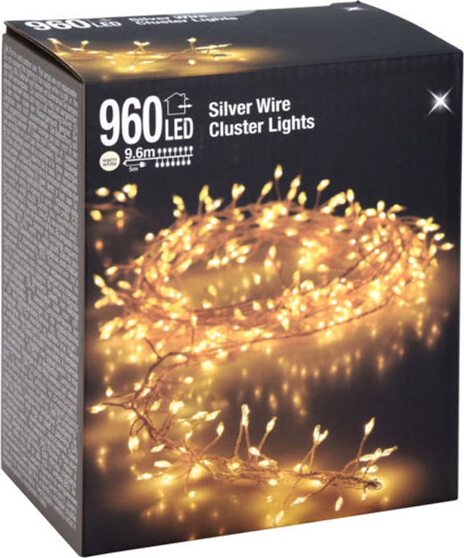 Spetebo Zilverkleurige LED-lichtslinger met 960 LED's - 9,6 meter