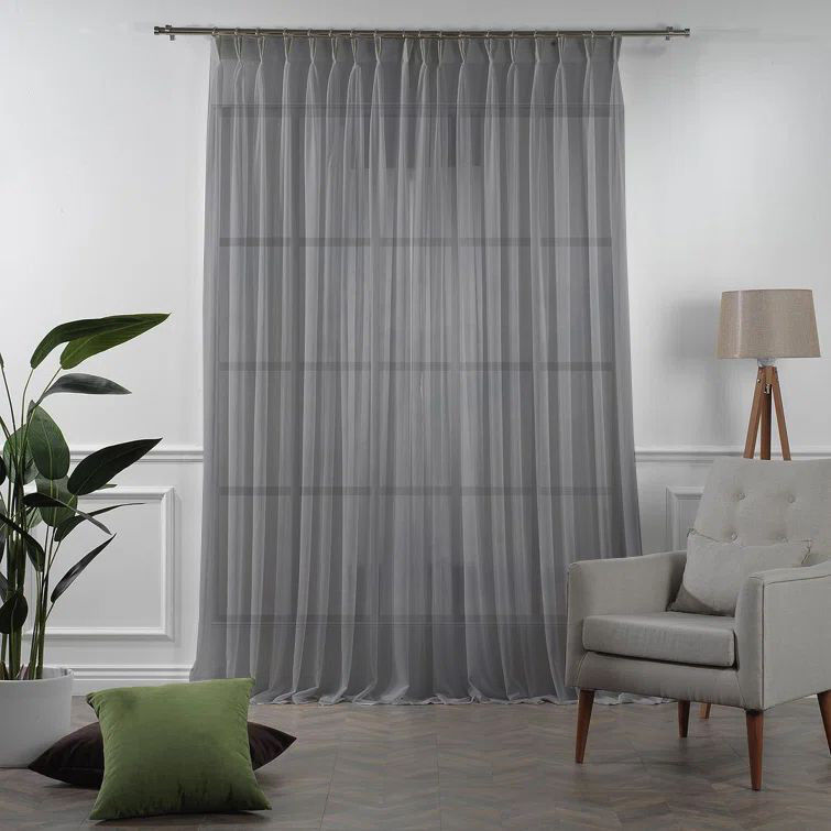 Noine Home Deco Sheer Single Curtain Panel Grey 255cm Width x 375cm Drop