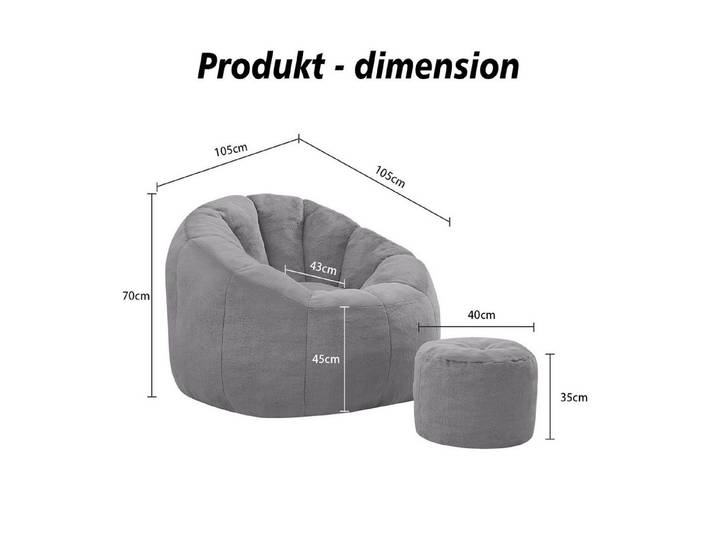 CASSILANDO Sofa Weicher Blüten-Sitzsack für Erwachsene mit Fußhocker