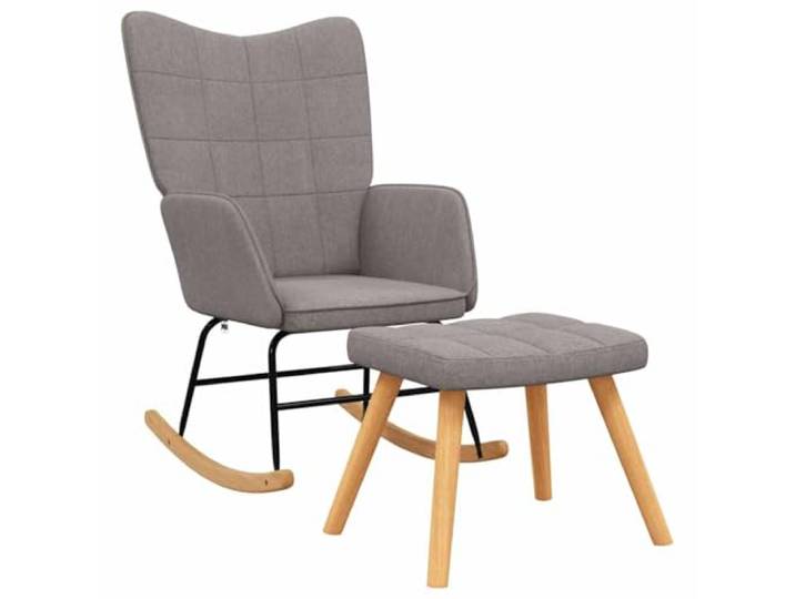 vidaXL Schaukelstuhl mit Hocker Stoff Taupe