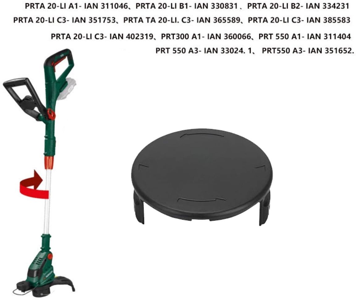 INF Spulenkappe kompatibel mit PARKSIDE Rasenmäher - ABS Schwarz 8er-Pack, Passgenau für PRT 550 Serie