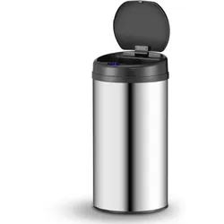 Juskys Automatik Mülleimer mit Sensor 40L - Abfalleimer mit elektrischem Deckel für Küche - Silber
