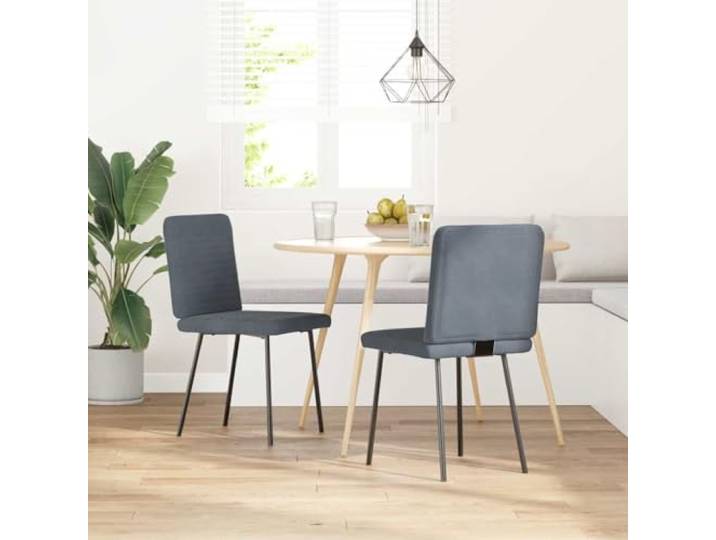 POUFGDR 2 Esszimmerstühle, Dunkelgrau, Samt Elegantes Design, weicher Samt, Sitzfläche aus dickem Schaumstoff, Rahmen aus Metall und Holz, Esszimmer, Wohnzimmer
