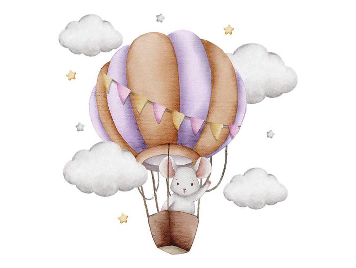 Wallfluent Wandaufkleber 100x117cm - Ballonfahrt, Mehrfarbig, Kunststoff, Rechteckig, 100x117x0.1 cm, Tapeten & Wandverkleidungen, Wandtattoos & Sticker, Wandtattoos