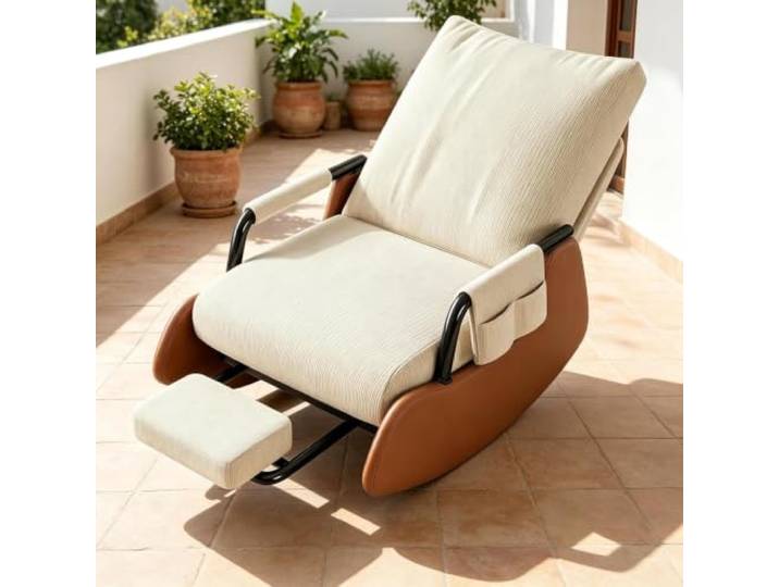 kumamart Ergonomischer Ruhesessel für Gemütliche Ruhemomente Sanfte Schaukelbewegung kombiniert mit integrierter Fußablage für ausgewogenen Sitzkomfort.