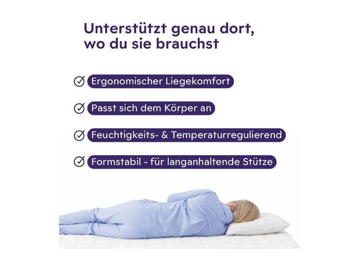 Kaltschaummatratze TRÄUMELAND Turin, Naturfaser , weiss (weiß), B:180cm H:20cm L:200cm, Obermaterial: 100% Modal (TENCEL™), Matratzen, Kaltschaummatratze, Erwachsenenmatratze mit 7-Zonen-Komfortschnitt