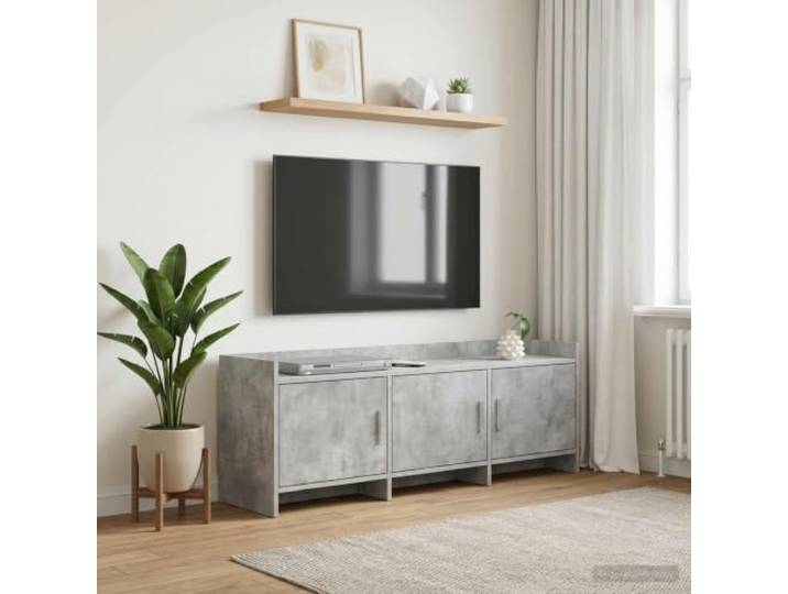 GKMBCVDFR TV-Schrank Betongrau Holzwerkstoff 130x33x47 cm mit Metallgriffen 130x33x47 cm, Betongrau, Holzwerkstoff, Metallgriffe, flaches Design, Wohnzimmer, pflegeleicht, einfache Montage