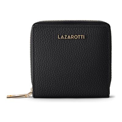 Geldbörse LAZAROTTI "Bologna Leather Medium Zip-Around Geldbörse Leder 10 cm", Damen, schwarz, Leder, Kleinlederwaren