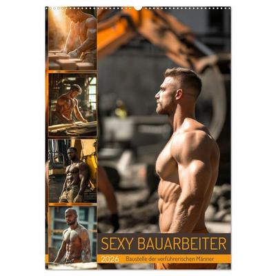 SEXY BAUARBEITER - Baustelle der verführerischen Männer (Wandkalender 2026 DIN A2 hoch), CALVENDO Monatskalender