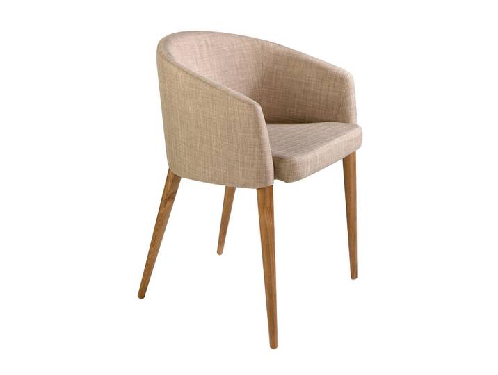 Angel Cerda Beige Stoffstuhl mit Armlehnen, Angel Cerdá Modell 4007, Beige, Textil, Echtholz,Nussbaum, Essen/Getränk, Füllung: Polyetherschaumkern,Polyetherschaumkern,Polyetherschaumkern, nicht einzeln stellbar,Freiform,Freiform, Rundrohr, 59x78x56 cm, Esszimmer, Stuhl, Armlehnstühle