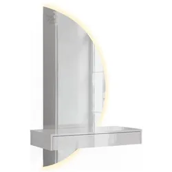 Vicco, Schminktisch, Schminktisch Sherry, Weiss Hochglanz, 81.4 cm mit LED-Spiegel