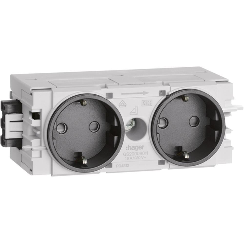 Hager stopcontact 2-voudig met Wago type GS20009011 C-profiel grafietzwart