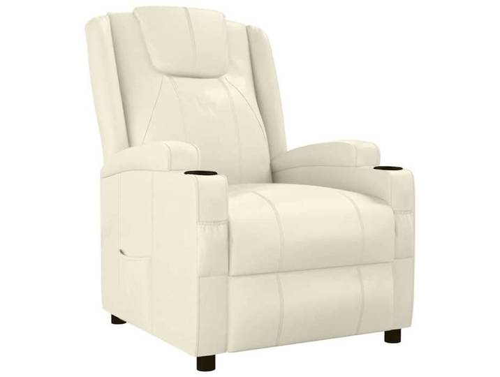@FR Fauteuil inclinable scandinave - Chaise relaxant/Fauteuil TV - Blanc crème Similicuir - 3373561