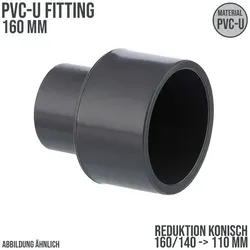 160 x 140 x 110 mm PVC Klebe Fitting Reduktion Reduzierer konisch Muffe Verbinde...