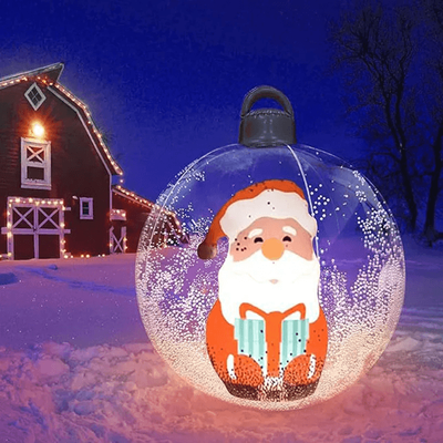 Inspire Essentials GlowOrb 60 Cm Giant Inflatable Christmas Ball With LED Lights Transparent Outdoor Ornament b No Light