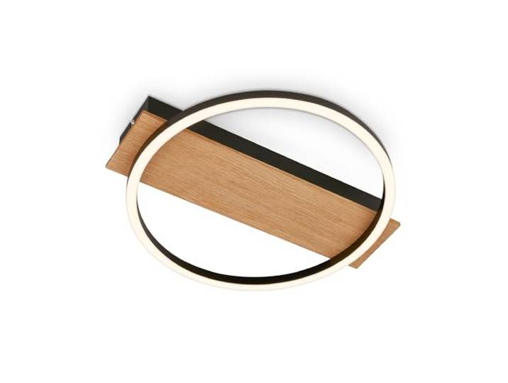 BRILONER - Plafonnier LED décor bois\, lumière blanche chaude\, 13W\, 1400 lm\, plafonnier\, lampe\, lampe de salon\, lampe de chambre\, lampe de cuisine\, 34x30x6 cm\, noir-bois