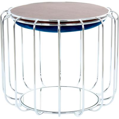 Beistelltisch KAYOOM "Pouf Comfortable 110, abnehmbares und wendbares Oberteil", blau (dunkelblau, silber, silber), B:50cm H:45cm T:50cm, Eisen, MDF, Samtbezug, Schaumstoff, Spiegel, Tische, Beistelltisch, praktisch umzuwandeln in Tisch oder Hocker,...