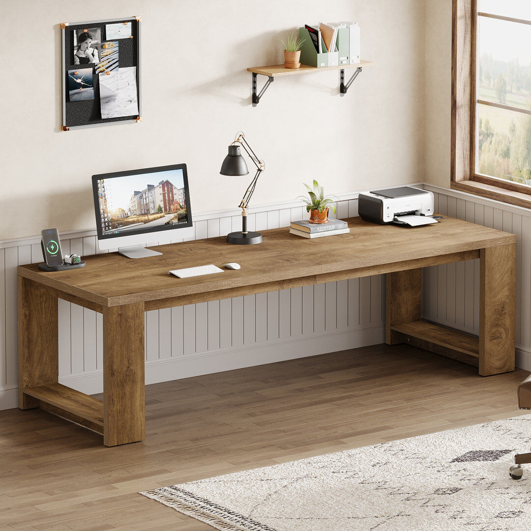 Blue Elephant Computer Desk Oak 75cm H X 220cm W X 70cm D