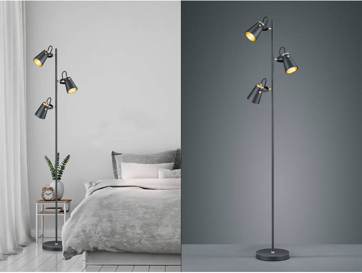 Trio - Stehlampe EDWARD - Schwarz - 0x0x160 cm