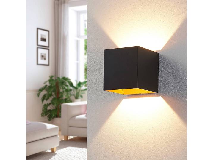 Wandlampe Aldrina Arcchio, schwarz, für Flurbereich, Aluminium, Modern, LED Wandleuchte, Wandlampe Innen