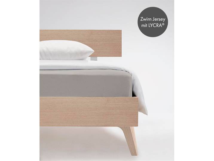 Spannbettlaken FLEURESSE Comfort , grau, B:200cm, Jersey-Elasthan, Obermaterial: 96% Baumwolle, 4% Elasthan, Bettlaken, Spannbettlaken, langlebig & bügelfrei,Perfekte Passform durch POWER-STRETCH