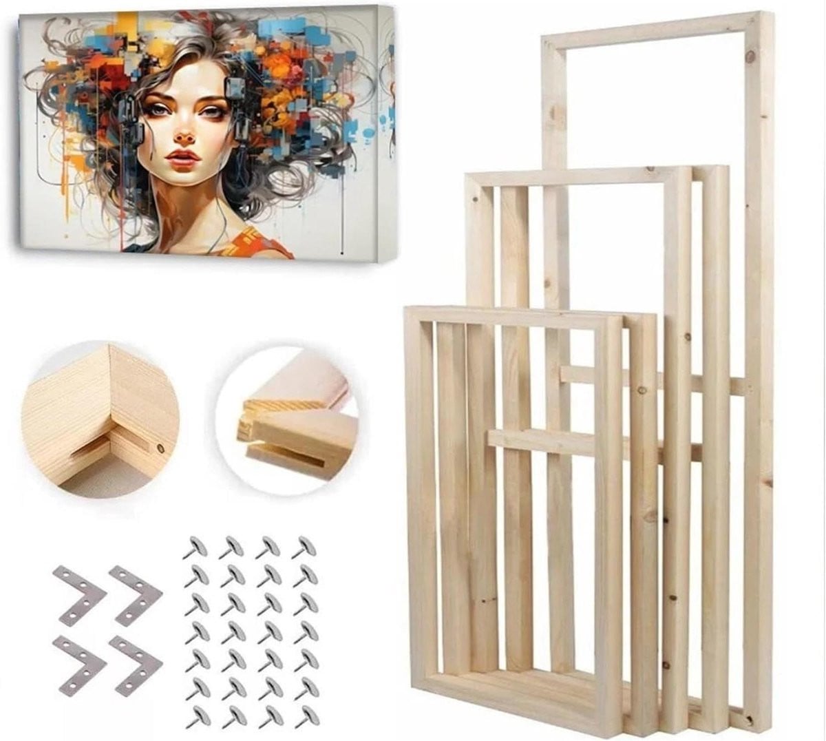 Houten Fotolijst Canvas Frame Wanddecoratie Houtkleur Breedte: 120 cm