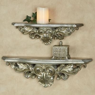 Touch of Class Elisa Wall Shelf Aged Silver, Large, Aged Silver