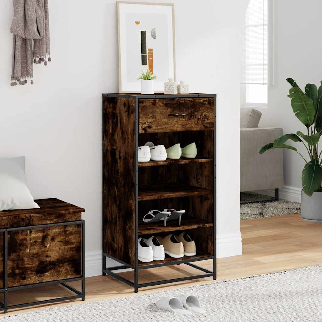 17 Stories 8 Pair Shoe Rack Smoked Oak 8