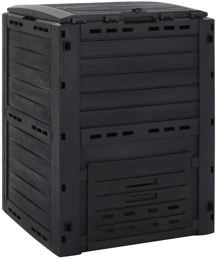 vidaXL Compostador de jardín negro 280 L polipropileno Negro