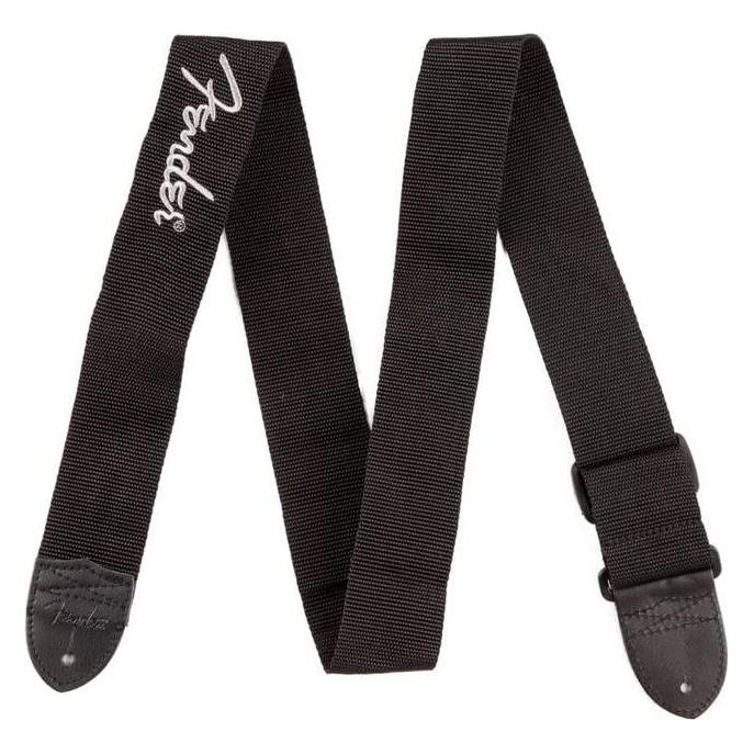 Fender Poly Strap, bk, grey logo, 5cm (46535210)
