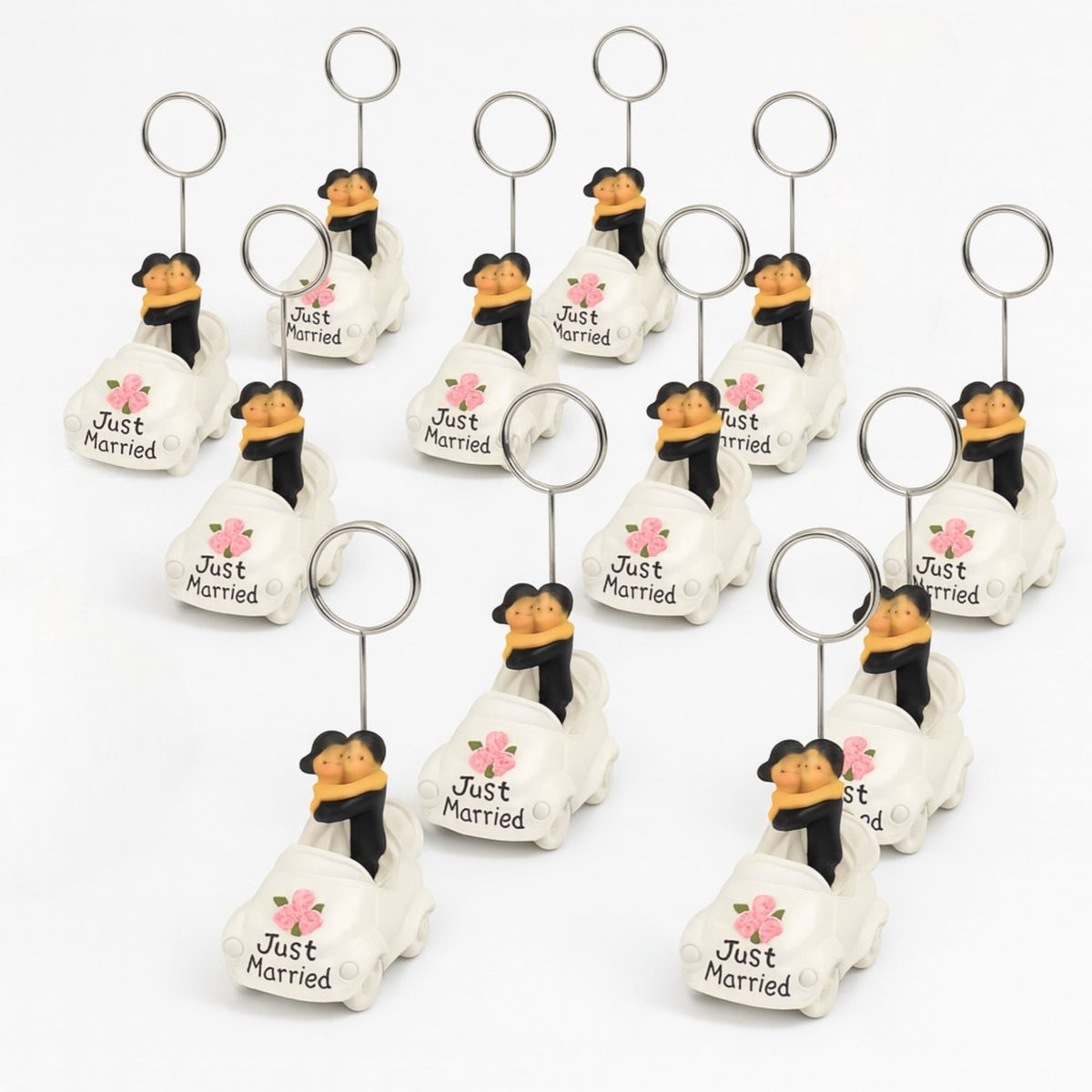 Dailygoods Set van 12 Handbeschilderde Tafelkaarthouders van Polyhars voor Bruiloften, Hoogte: 8 cm