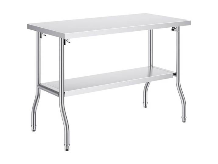 JoyGarden Table de travail inox professionnelle 48x30  plan de préparation avec tablette inférieure et pieds réglables