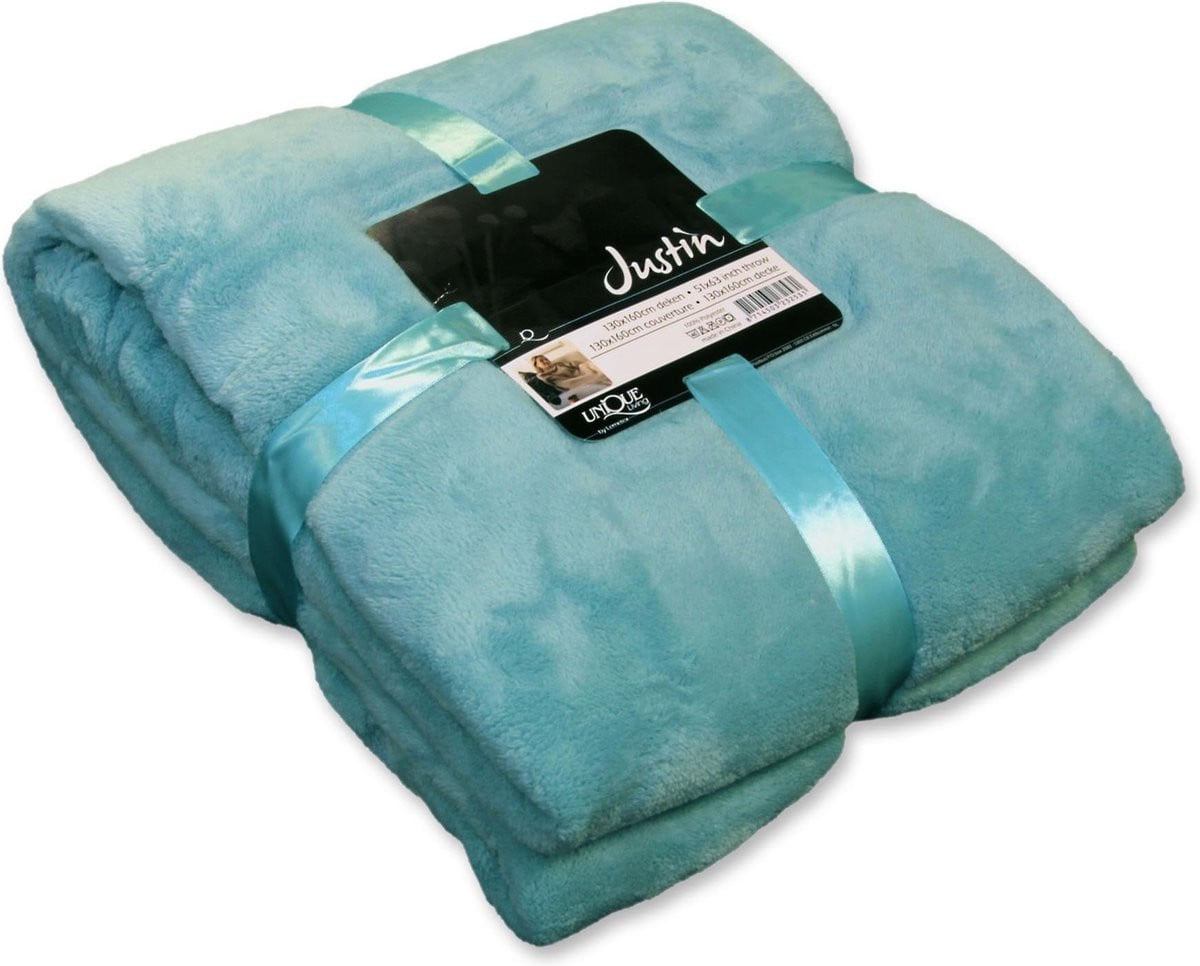 Unique Living Justin Fleece Plaid Ocean Blue 150x200 cm